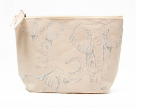 Natural Canvas Elephant Cosmetic Pouch