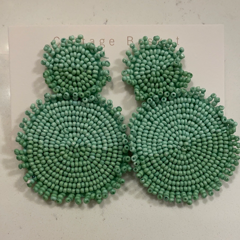 Mint 2 tones beaded earrings