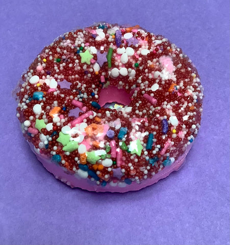 Donut Bath Bomb-Bright Pink with Red/ Multi sprinkles