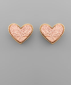 Rose Gold Druzy Heart Studs