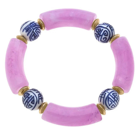 Chinoiserie Resin Stretch Bracelet—Lavender