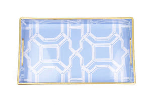 Blue bamboo trellis tray