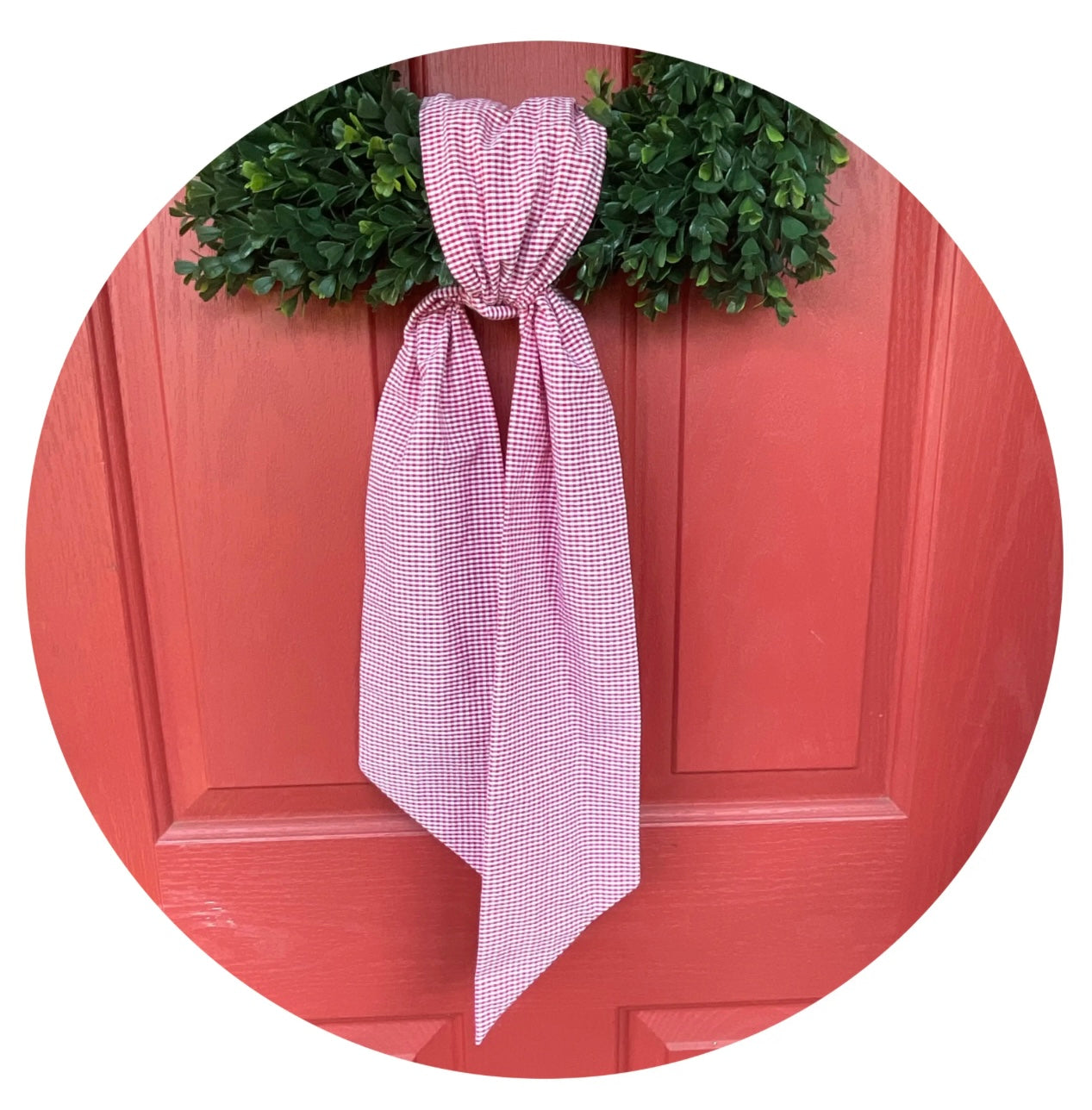 Red and White Gingham Wreath Sash (44”)