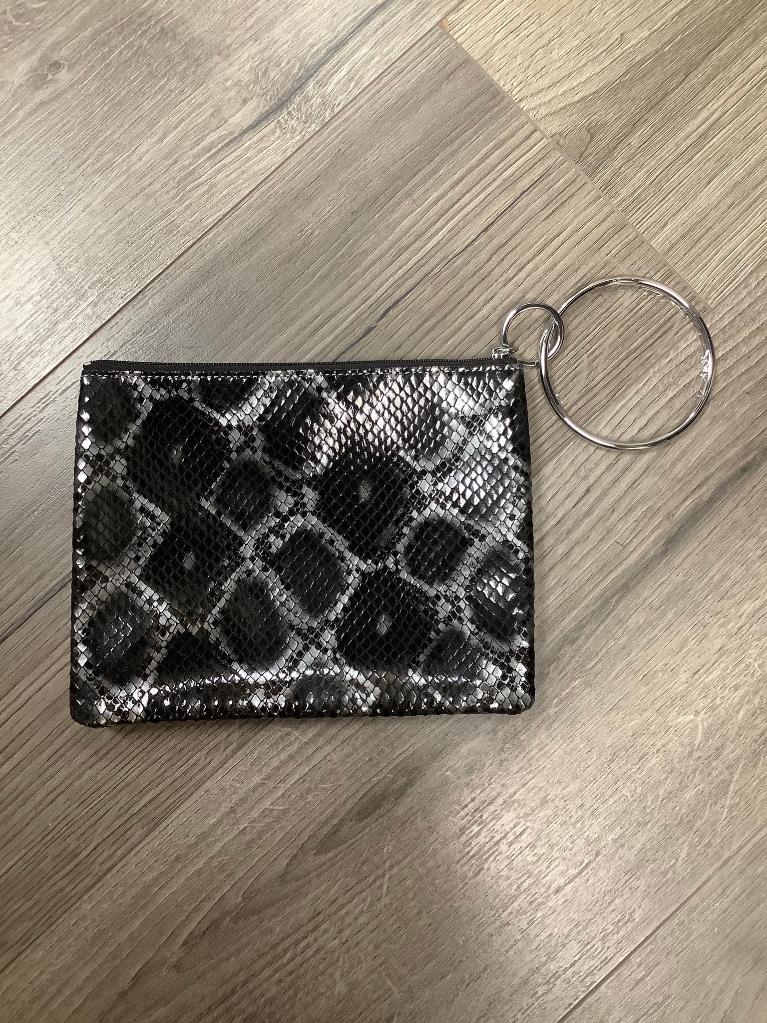 Overture Black Snakeskin Leather Pouch