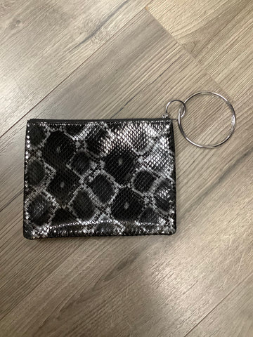 Overture Black Snakeskin Leather Pouch