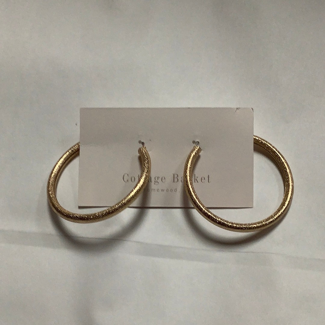 Sparkle Gold Medium Hoop Earring