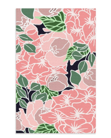 Jessica Reynolds Peach and Green Spring Blooms Tea Towel