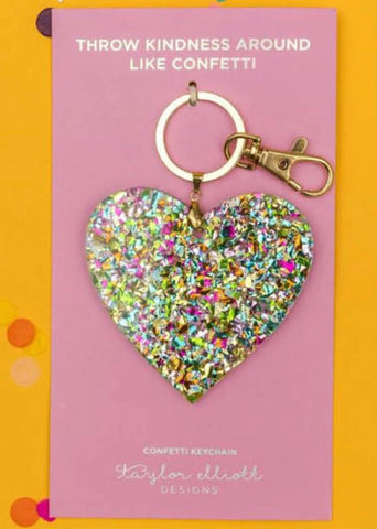 Confetti acrylic heart keychain
