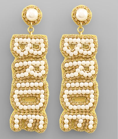 Gold Pearl and Crystal Bride Earrings