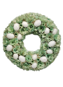 Wood Flower and Easter Egg Wreath