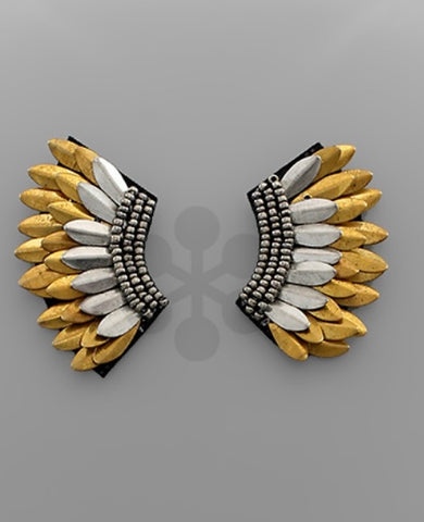 Silver and Gold Wing Earrings