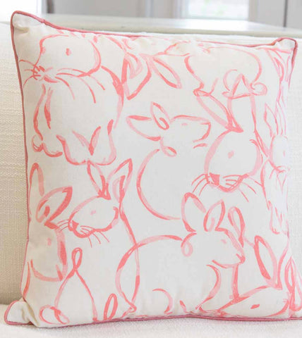 Water color 16x16 pink bunny pillow