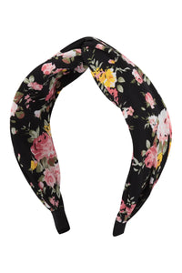 Floral Knotted Headband - Black