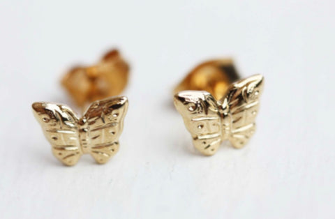 1/4” Gold Butterfly Stud Earrings