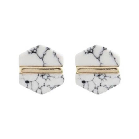 Marble Hexagon Stud Earrings