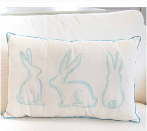Blue lily bell bunny pillow