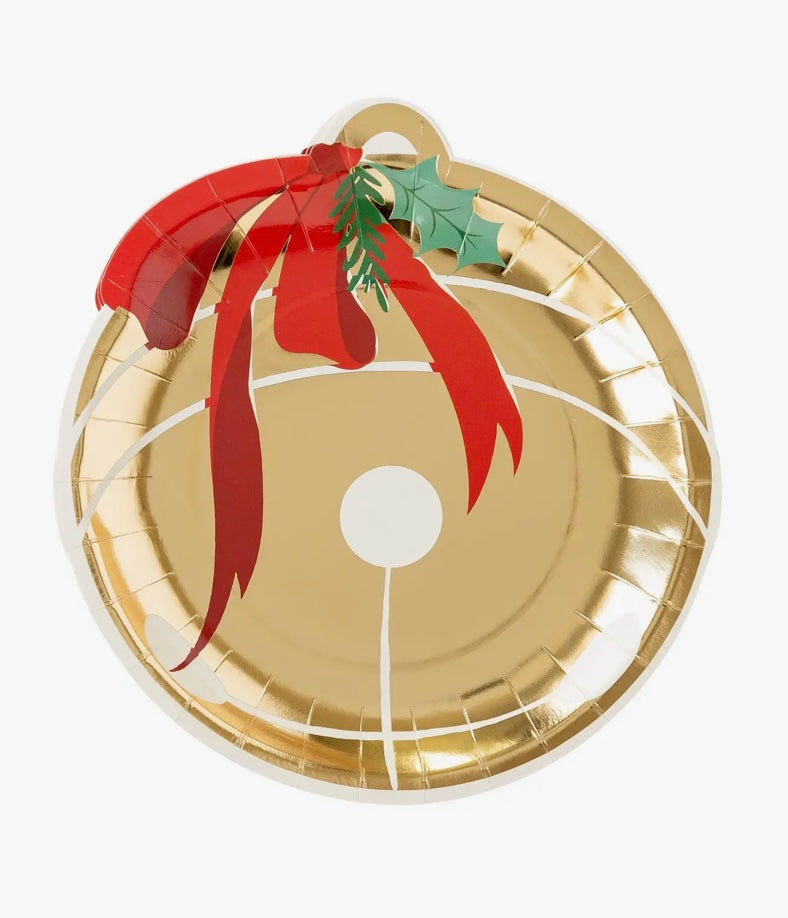 Gold Jingle Bell Paper Plate