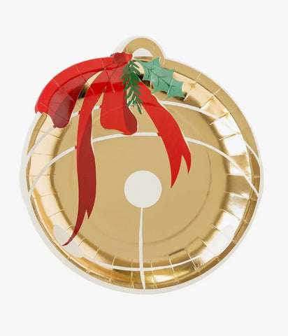 Gold Jingle Bell Paper Plate