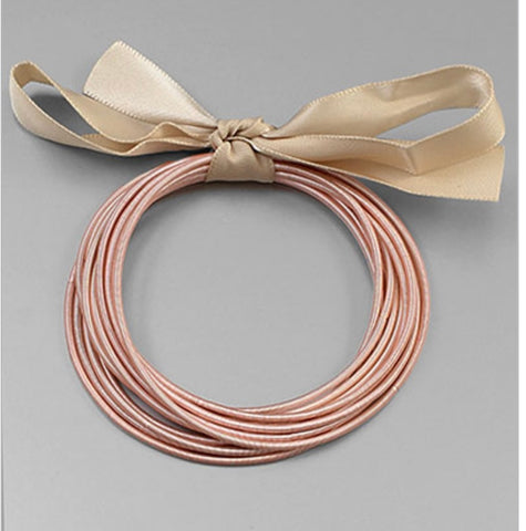 Rose Gold Piano Wire Bracelet Set