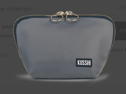Kusshi Everyday Makeup Bag-Grey/Purple