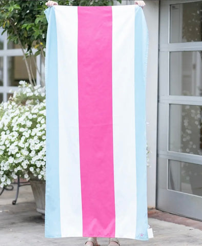 Hot Pink and Blue Stripe Beach Towel