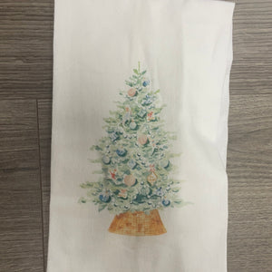 Christmas tree water color tea towel