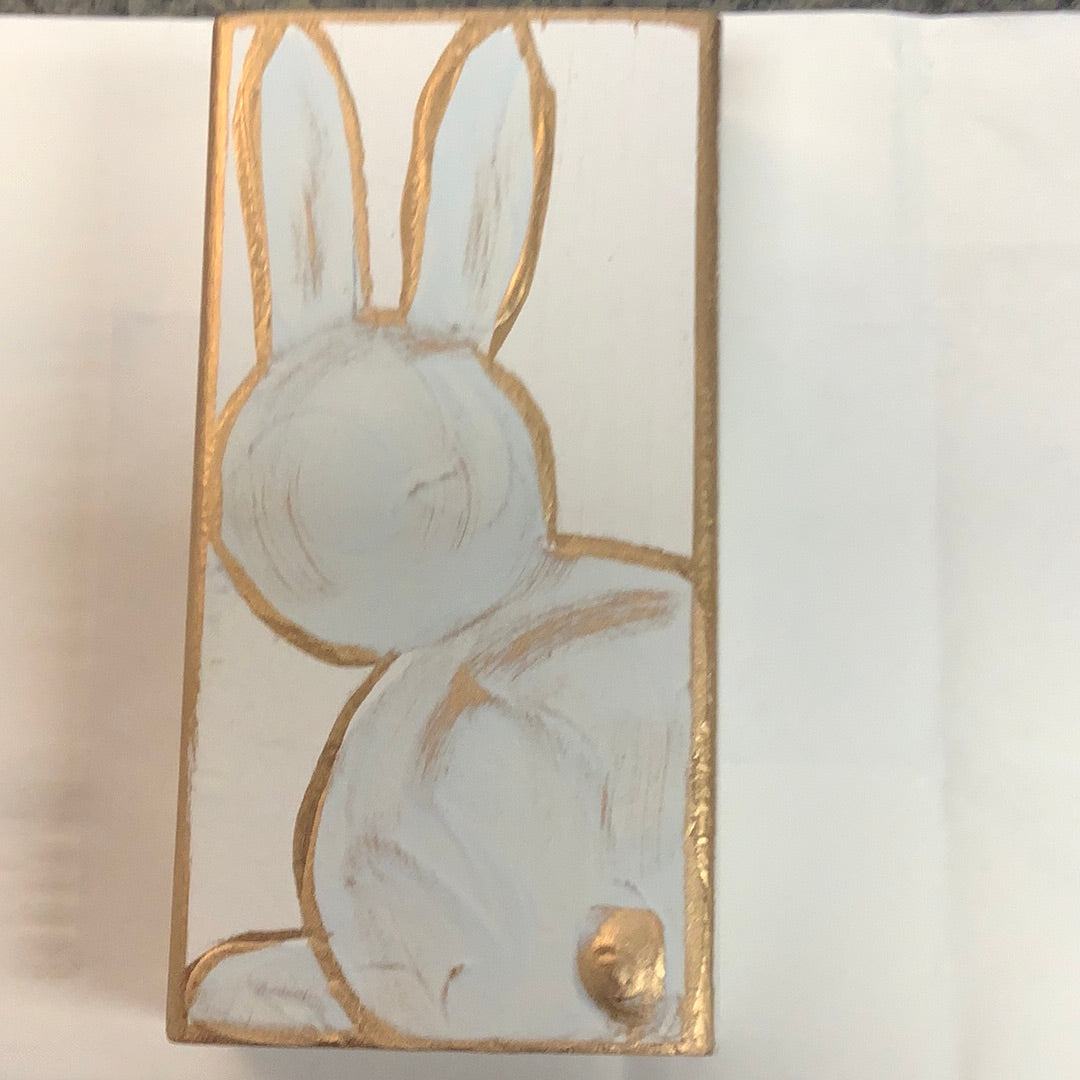 Blue Bunny Wood Block Painting