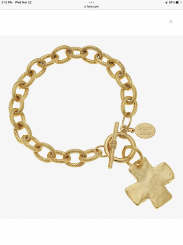 Susan Shaw Gold Cross Toggle Bracelet (2510cg)