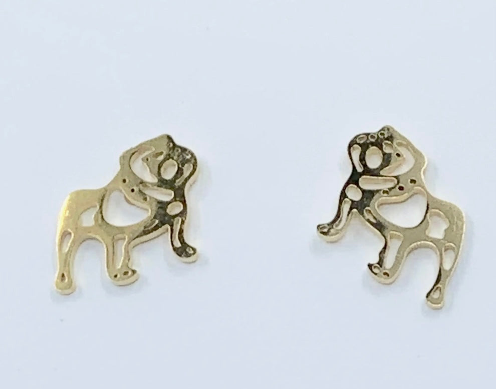 Gold Bulldog Earrings