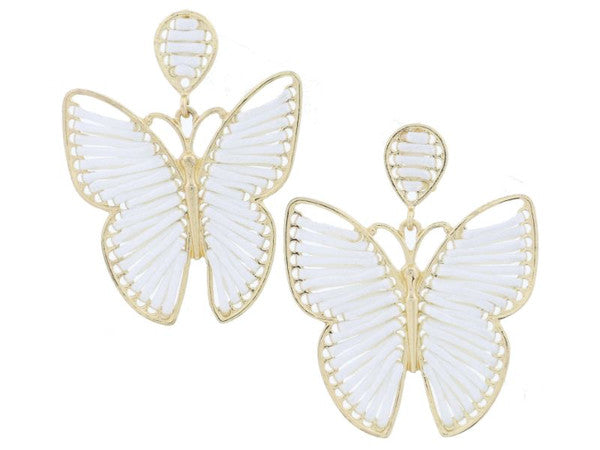 Large White Butterfly Earrings