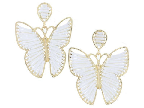 Large White Butterfly Earrings