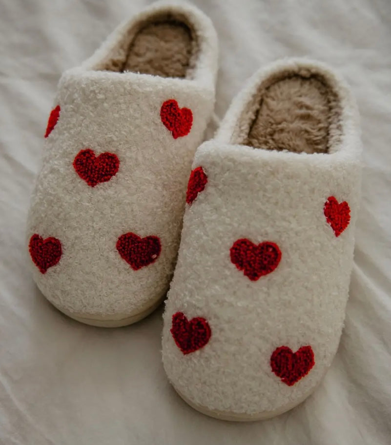 Little Red Hearts Valentine Slippers