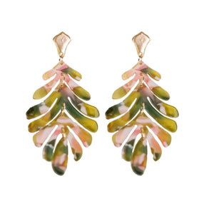 Pink and Green Petite Palm Drop Earrings