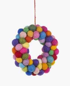 Handmade Colorful Felt Ball Wreath Ornament