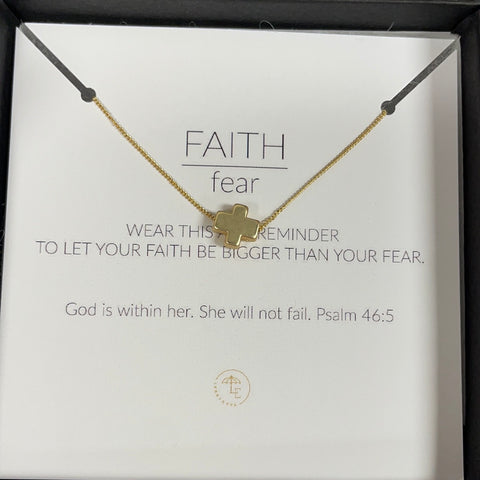 Faith over fear gold cross necklace