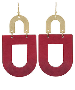 Red Arch Geometric Earrings