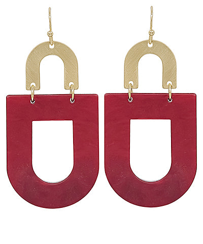 Red Arch Geometric Earrings