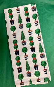 Topiary with Red Bow Christmas Tea Towel