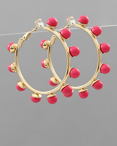 Gold and Hot Pink Hoop Earrings