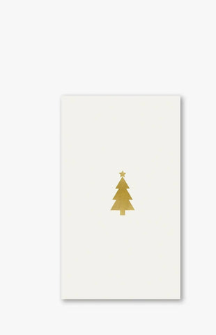 Gold Foil Christmas Tree on Cream Guest Towel Napkin