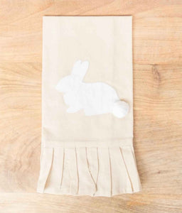 Natural Linen with White Bunny Tea Towel