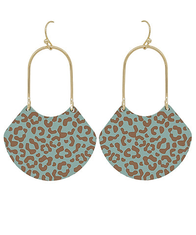 Mint Leopard Arch Earrings