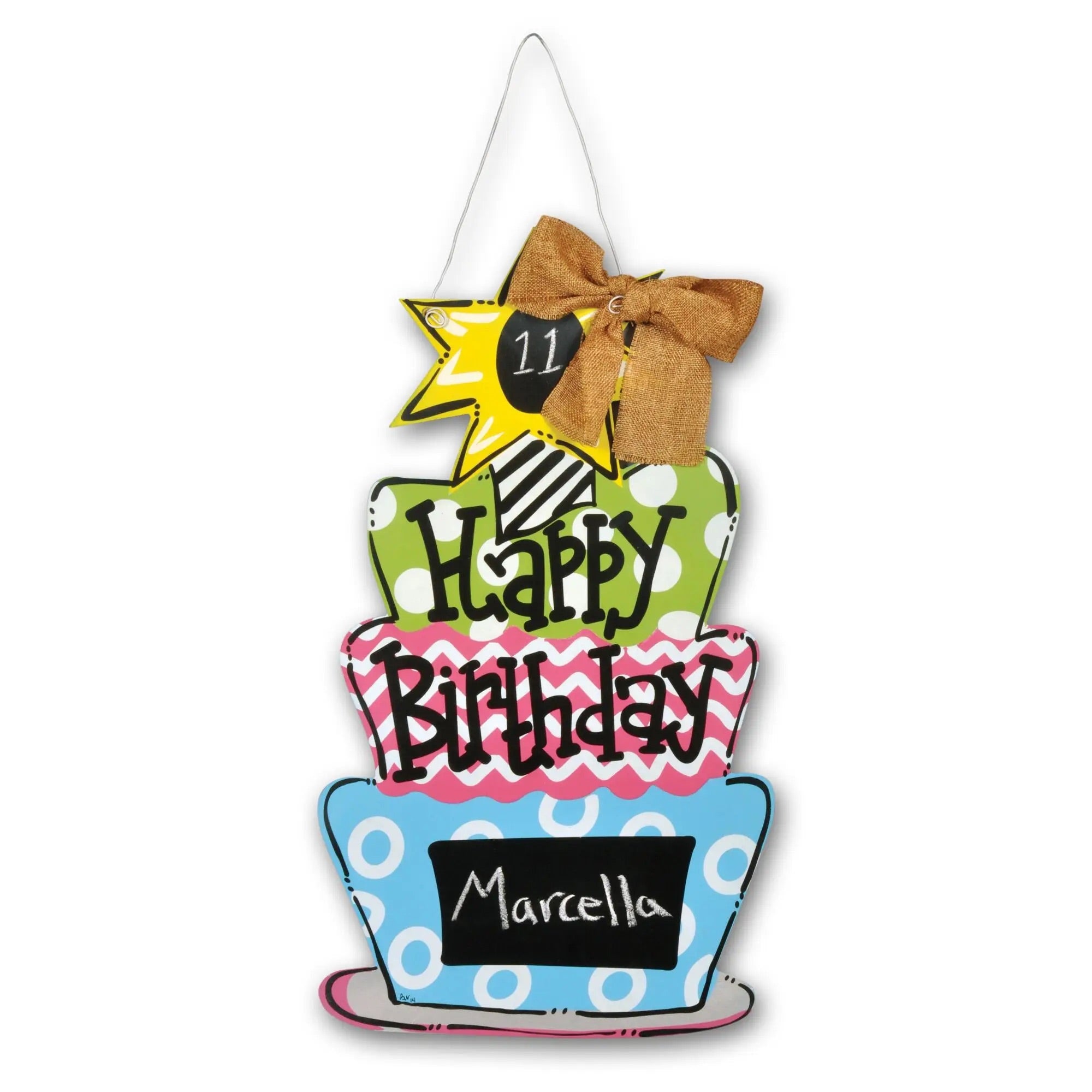 Bday cake chalk door hanger