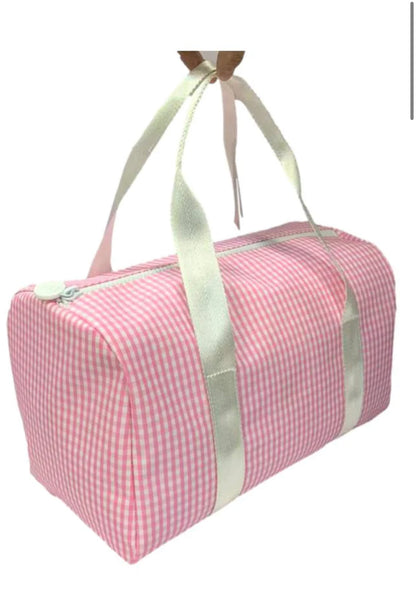 Trvl hot pink gingham travel bag