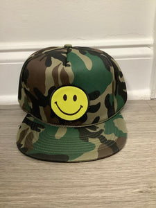 Smiley Face Trucker Hat-Camo