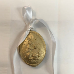Gold Oval Bunny Ornament