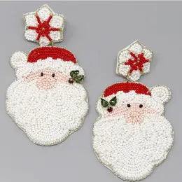Santa Beaded Flat Earrings